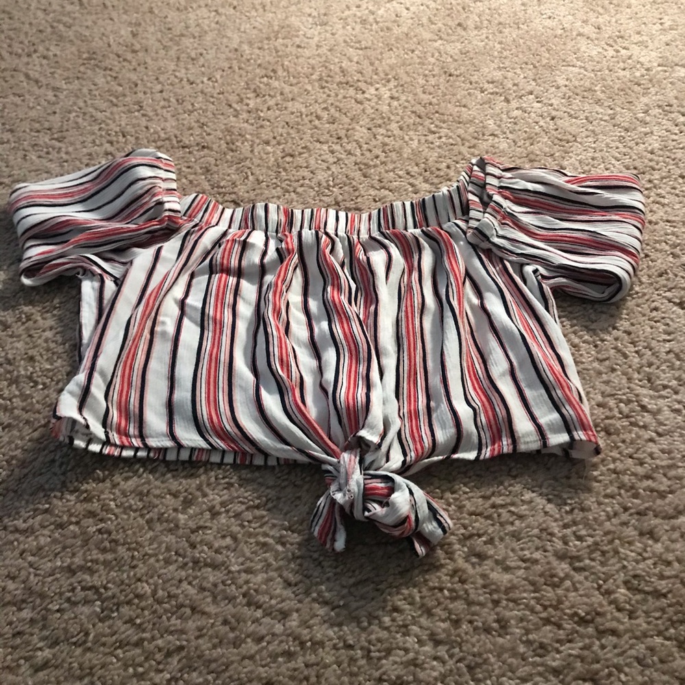 Ambiance Striped Shoulder off shirt